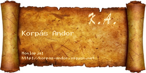 Korpás Andor névjegykártya