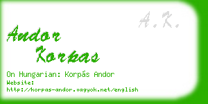 andor korpas business card