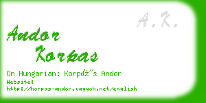 andor korpas business card